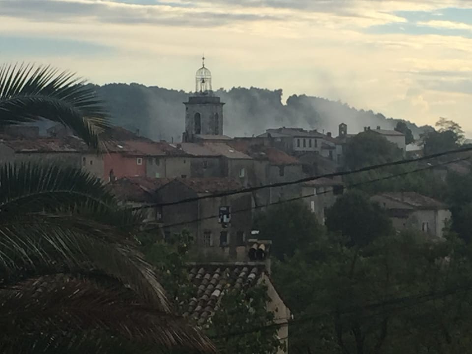 View of village after rain
