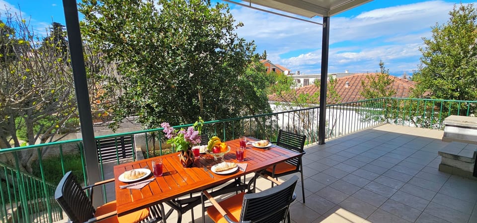 Dining terrace overlooking the garden