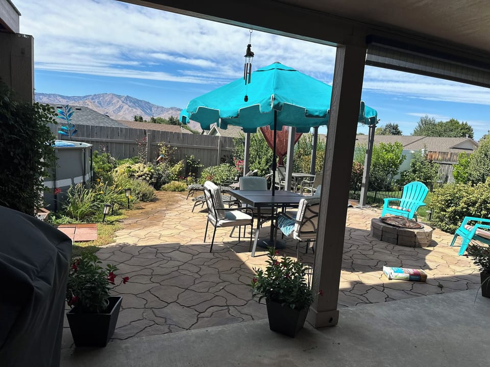 Covered and uncovered patio