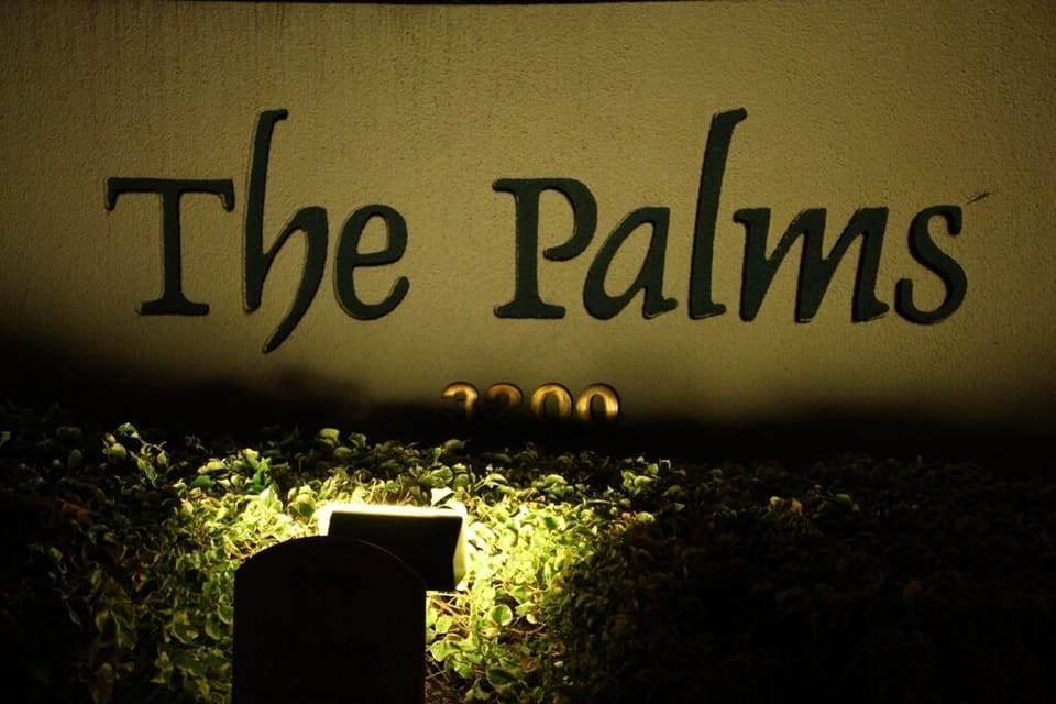 The Palms sign at night