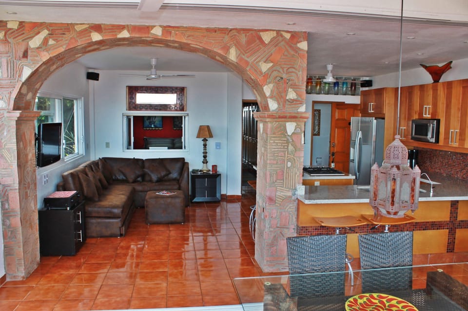 A view from the terrace looking in. (standing outside)