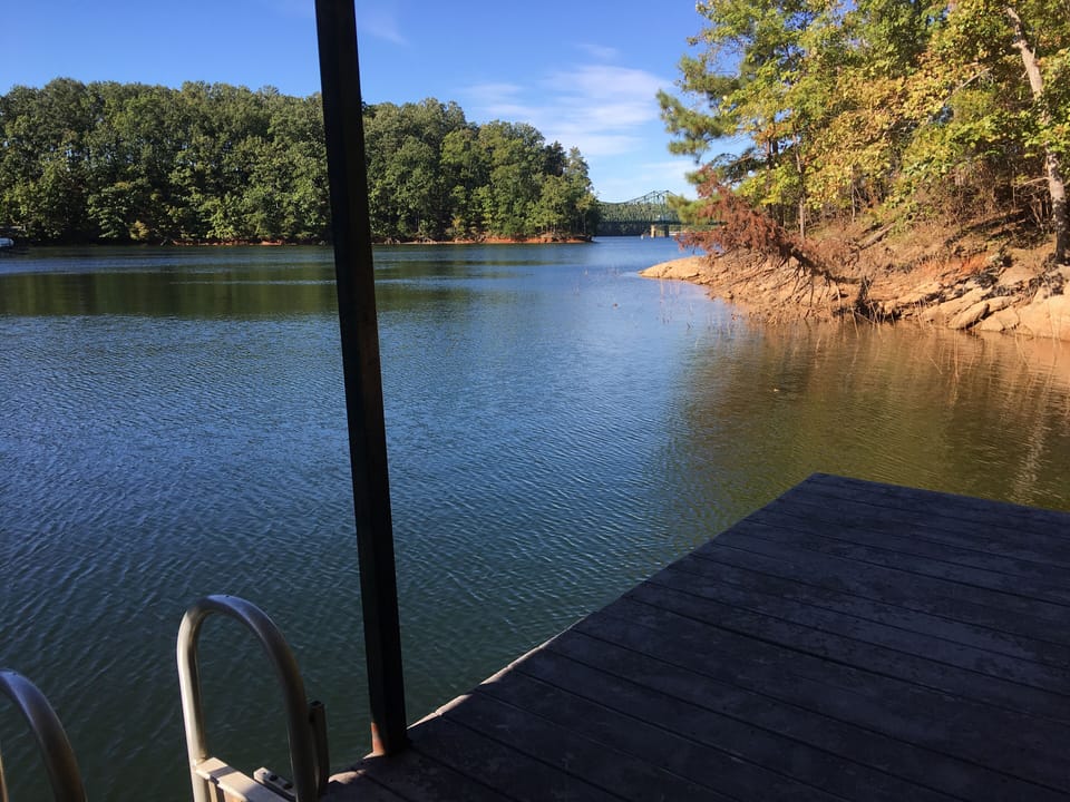 2 level party dock view towards Brownsbridge and near Port Royale Marina