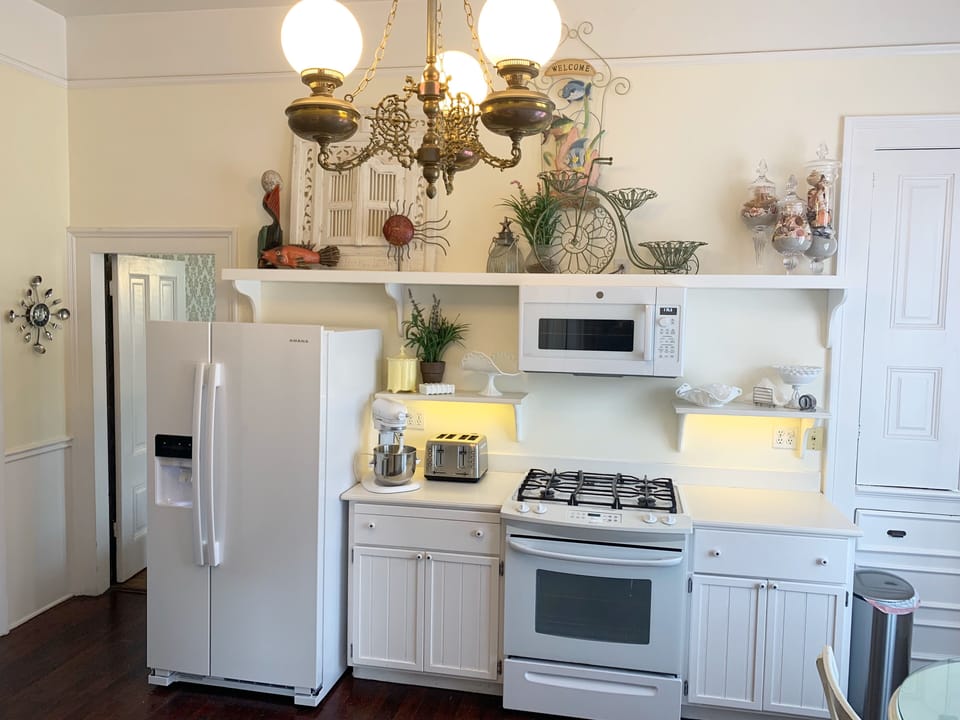 Kitchen with standard oven plus a convection/microwave oven. 