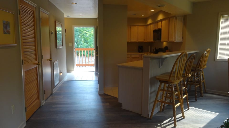 Breakfast bar looking out the front door