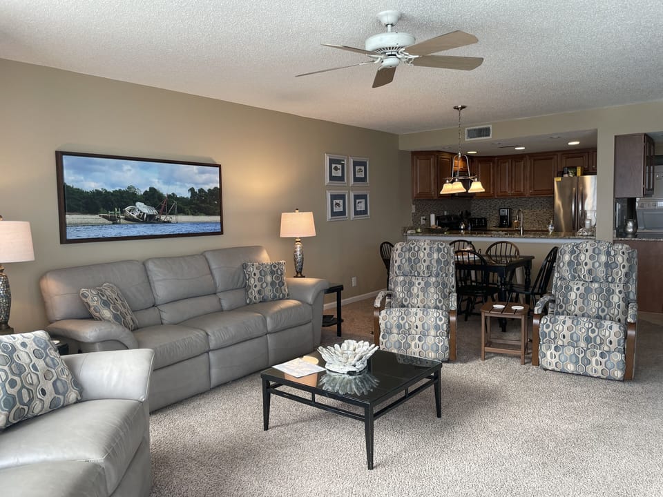 Living area where everyone can recline!