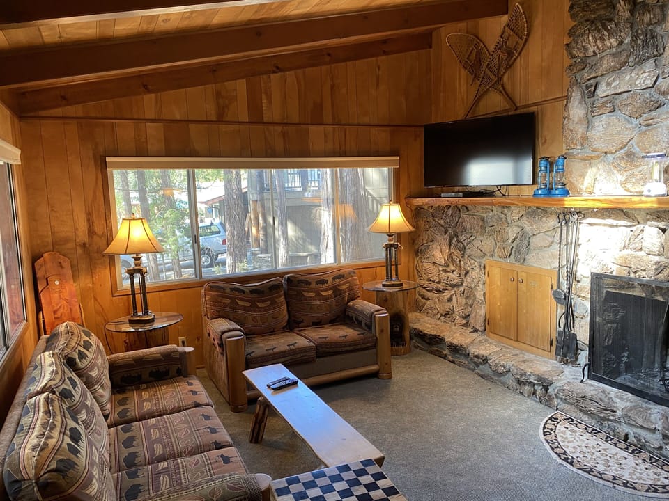 Living Room with Fireplace and Smart TV