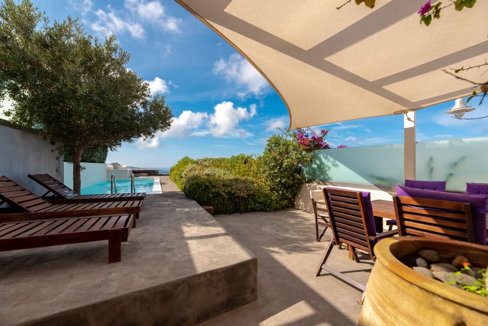 Private swimming pool and sitting area