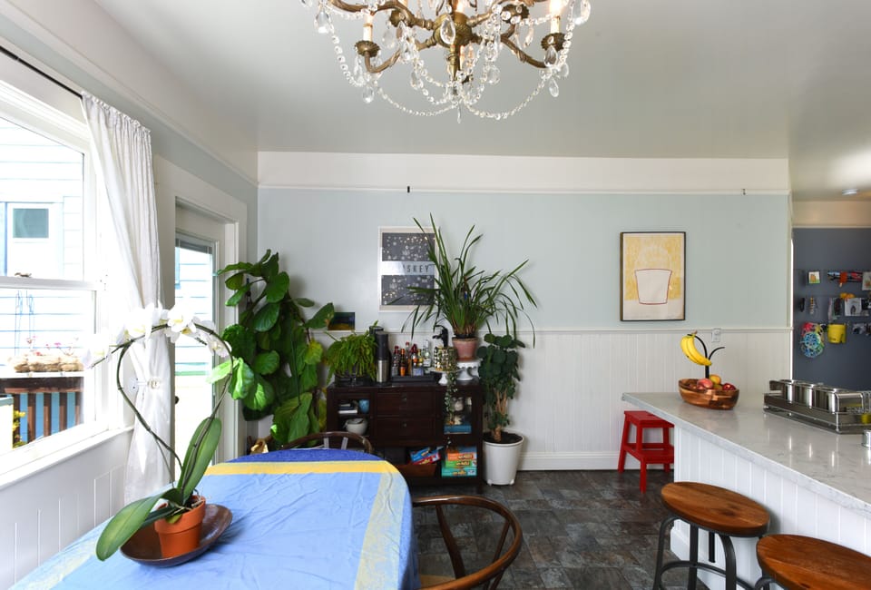Kitchen leads to the back patio and garden