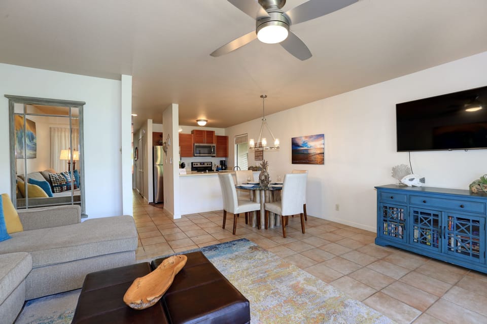 Living area features a brand new LG 55" 4K flat screen TV
