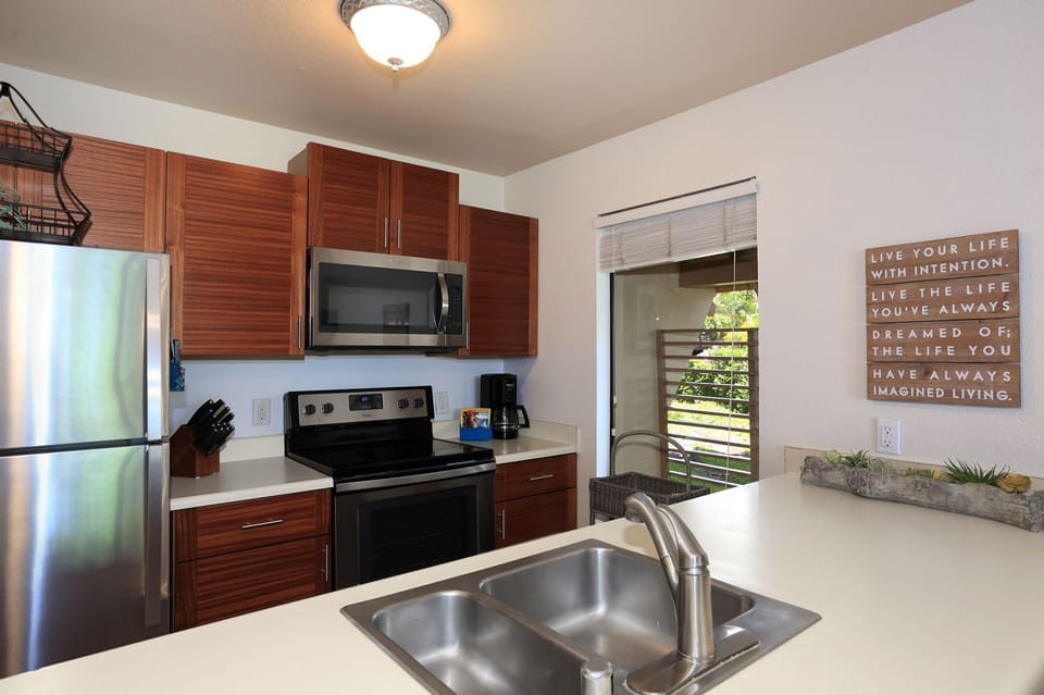 Fully stocked kitchen with all you need to cook at home (except for the food!)