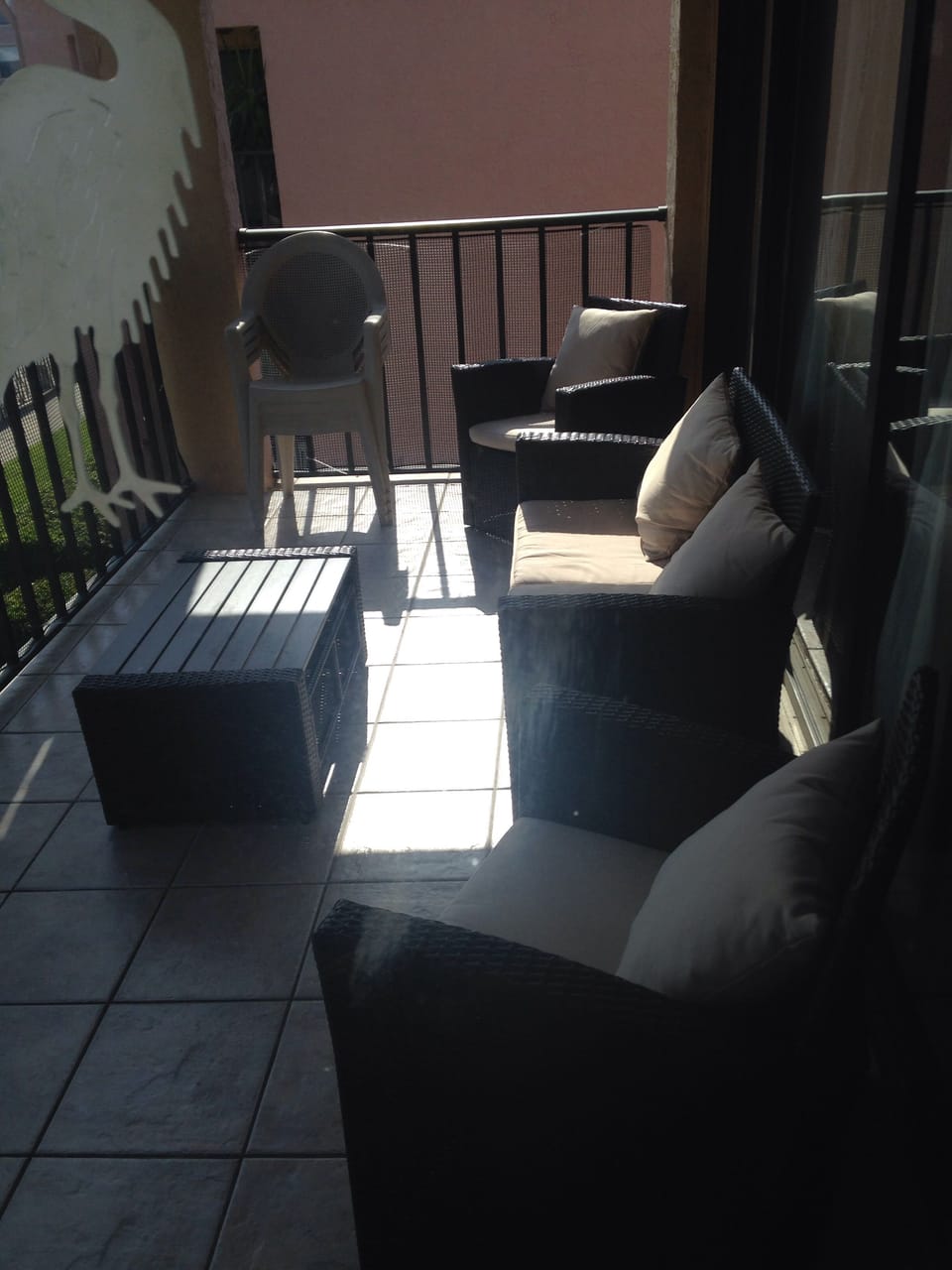 Large corner balcony poolside 