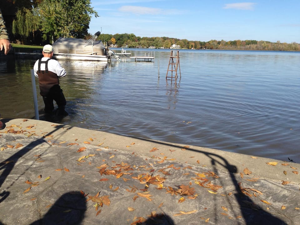 Taking out the dock in September.
