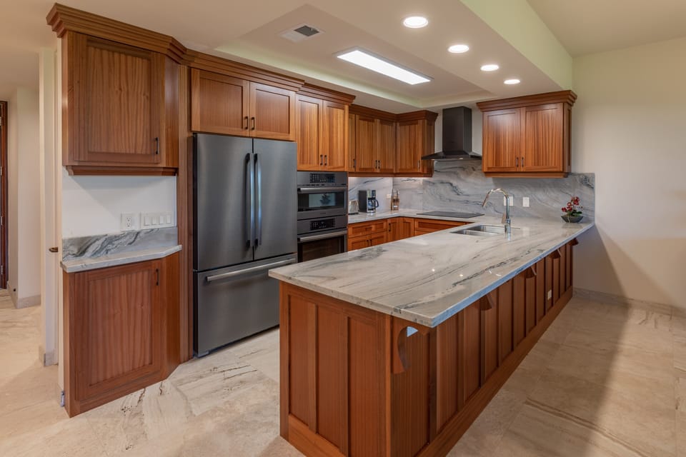 Newly updated kitchen is well equipped to make your meal prep and entertaining a breeze.