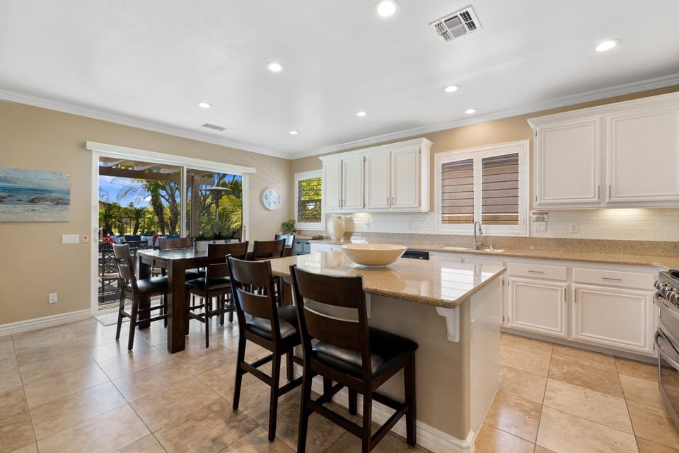 Kitchen area off the pool side patio