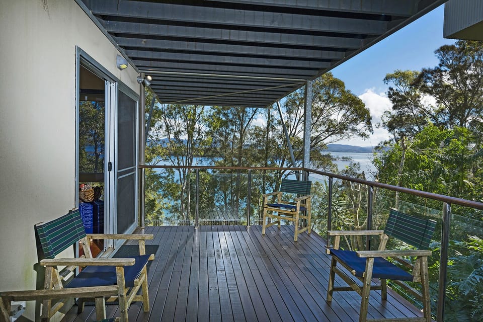 A second deck off the downstairs lounge and ‘bunk room’ .