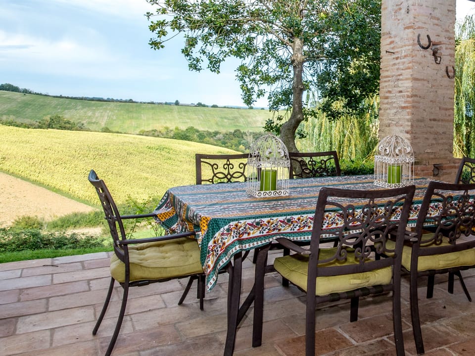 Covered terrace with views