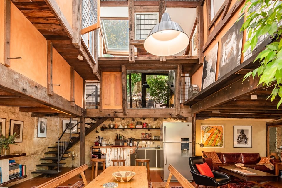 Looking in from the eastern courtyard garden at this wonderfully eclectic space