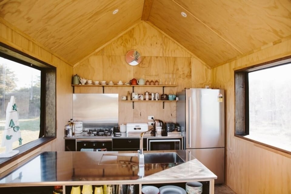 Rabbit Island Huts shared kitchen