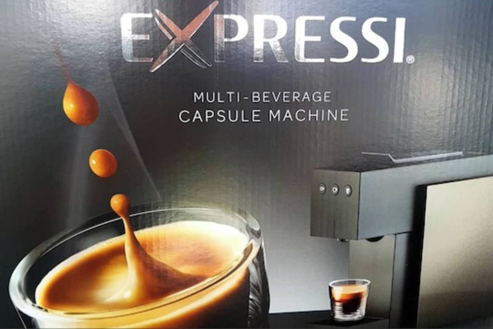 'Expressi' Coffee Machine with initial supply of pods provided (Rosebud Aldi)