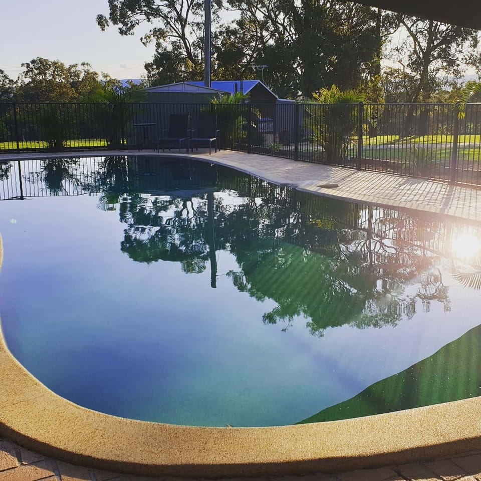 12 metre salt water swimming pool shared between the cottages