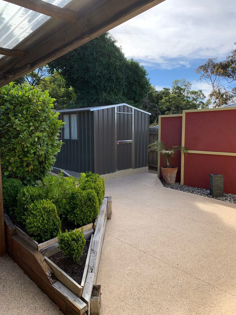 Backyard. Shed locked to visitors