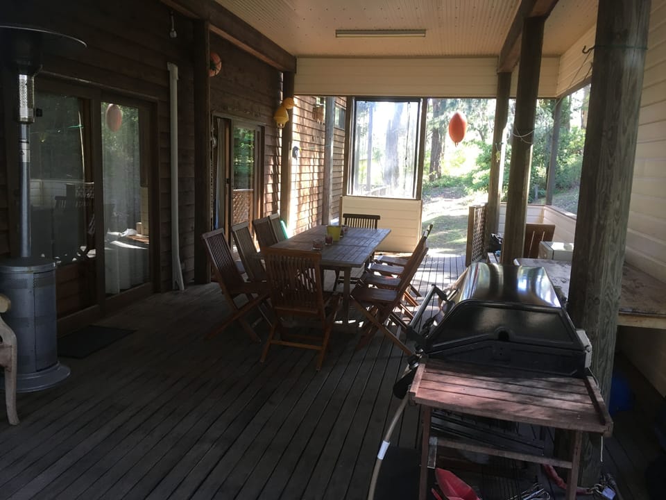 Top level entertaining area - partly enclosed and under cover