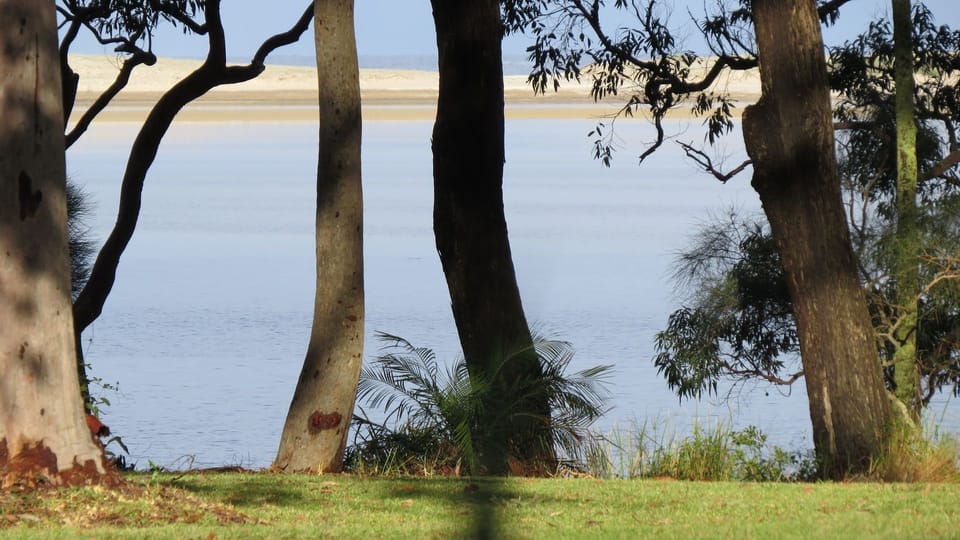 Walk across the lawn to play in the water or jump in your boat.