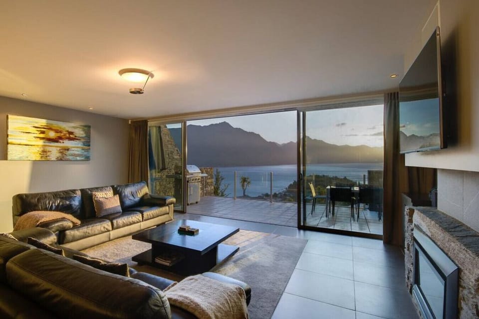 Mountain and Lake views from the living room