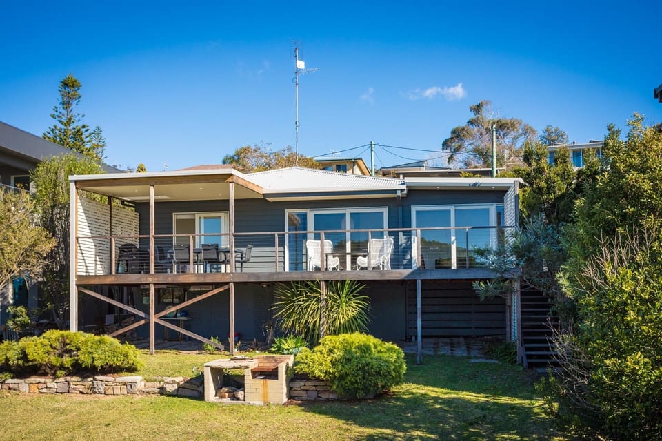 Beach side view, large lawn area