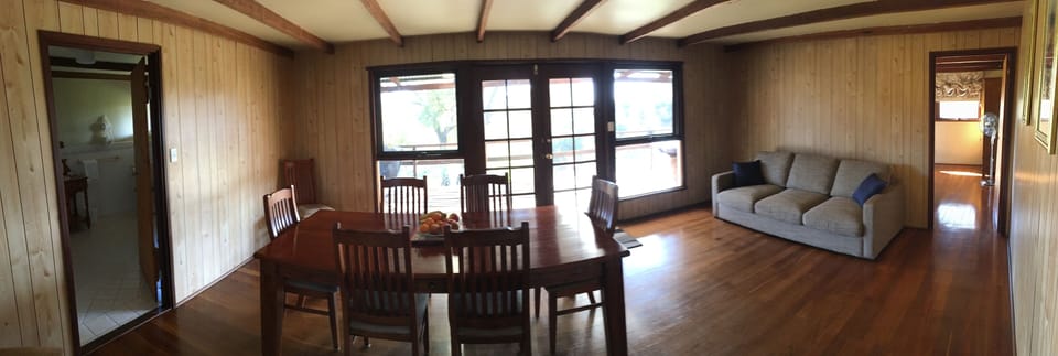 Dining room, sofa converts to a queen bed