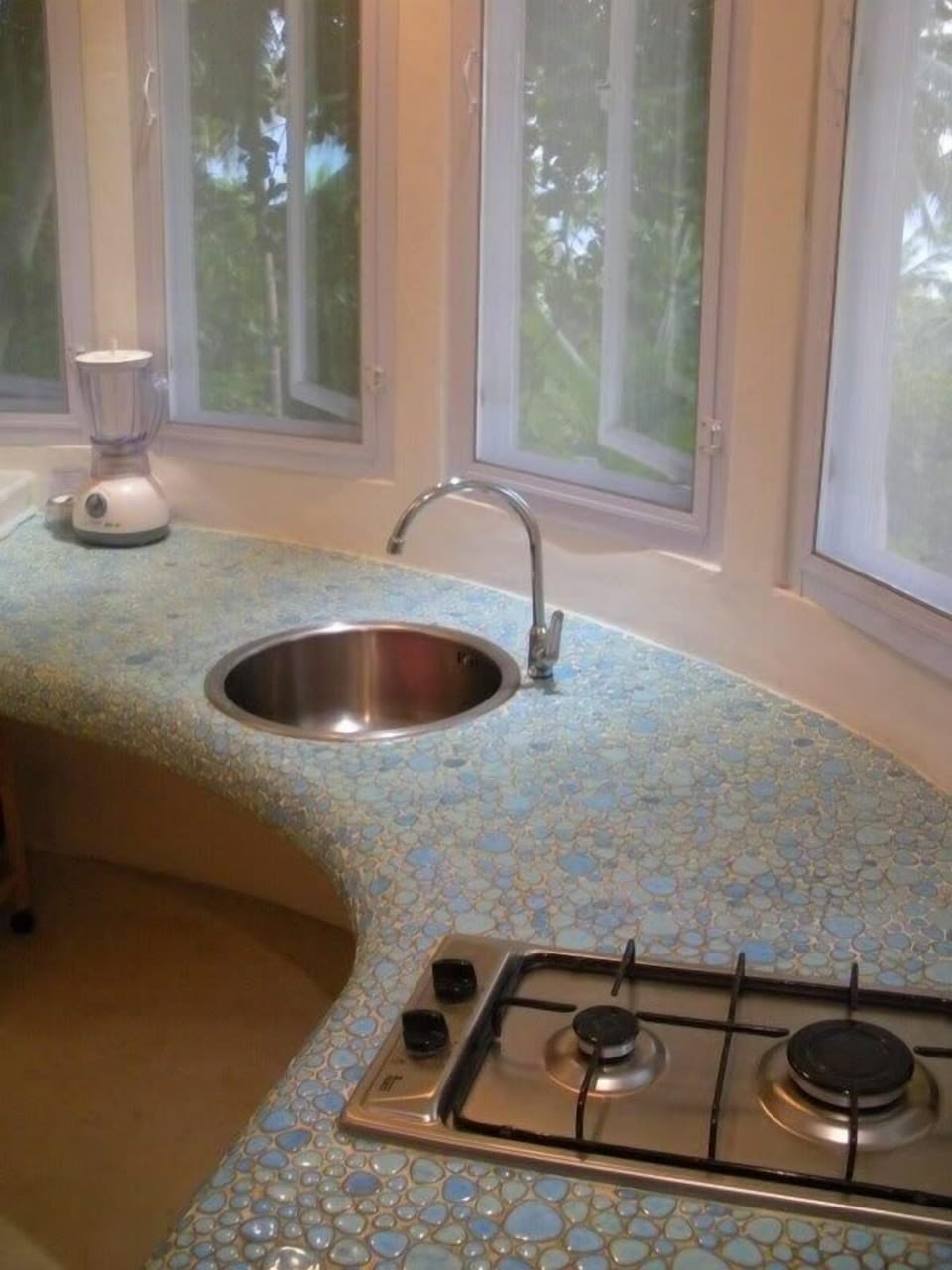 The "Bougainvillea" kitchen   enjoys a fridge/freezer, stove, blender, etc...