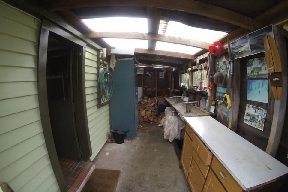 Work room and woodshed