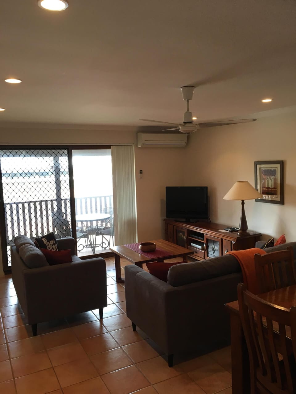Lounge with TV and DVD player.