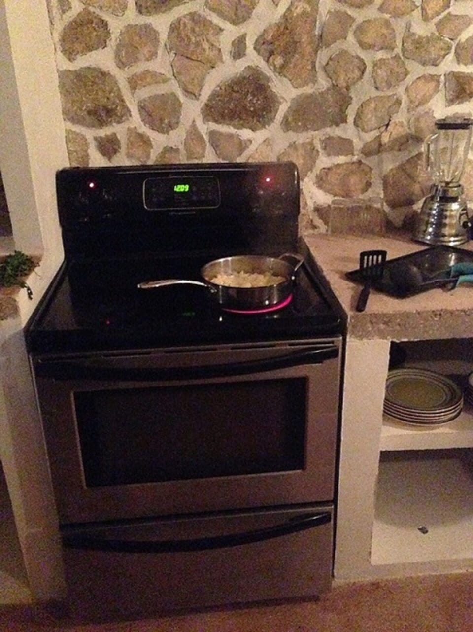 Electric stove, we have a gas backup if power goes away