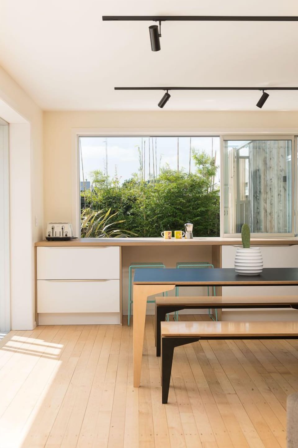Dining area opens out to main deck and servery window