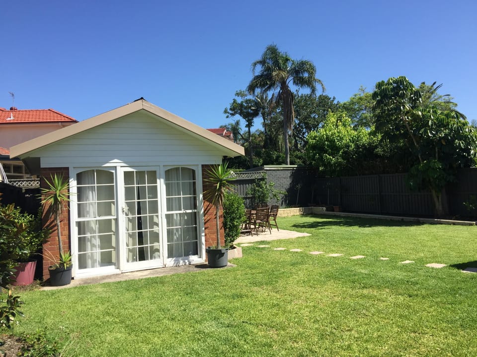 Big back yard with BBQ area