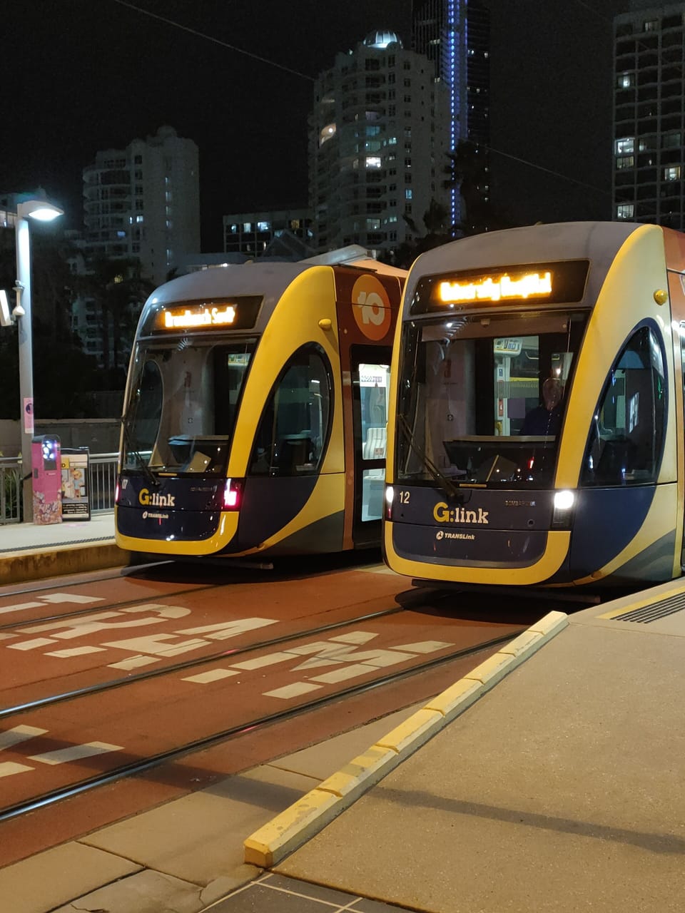 Tram stop next to building