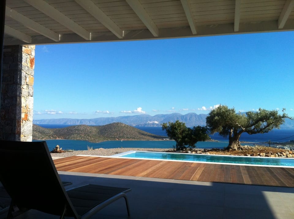 view from the living room and from the terrace at ground level of the villa