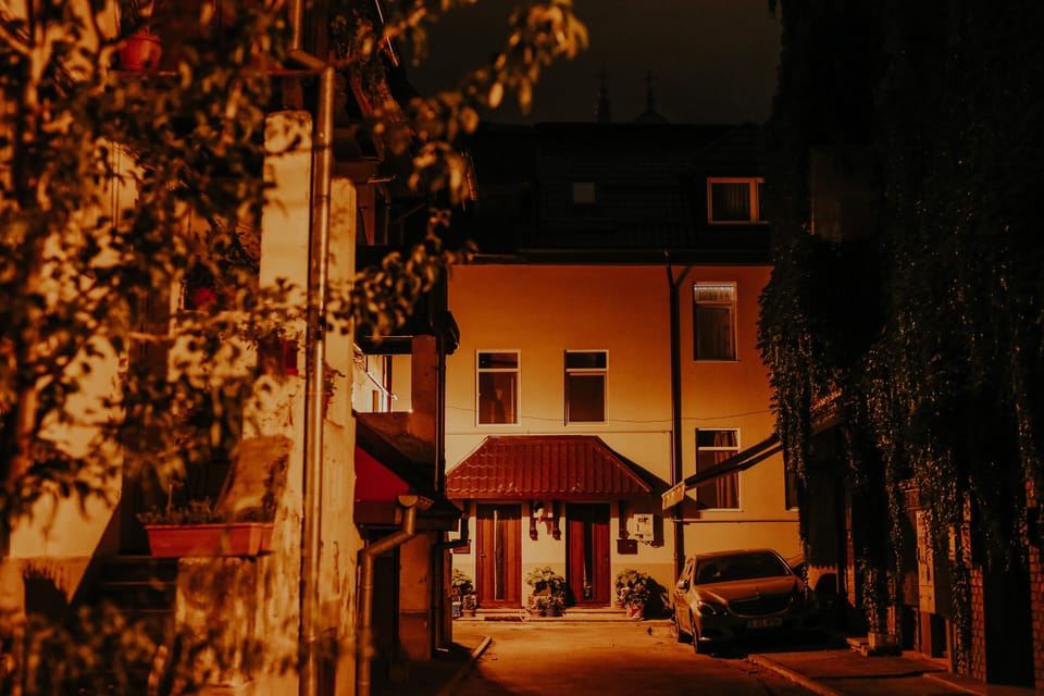 Outside. In the night