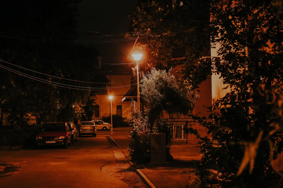 Outside. In the night
