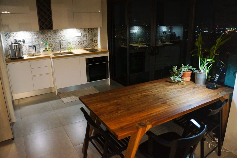 The dining area in the evening