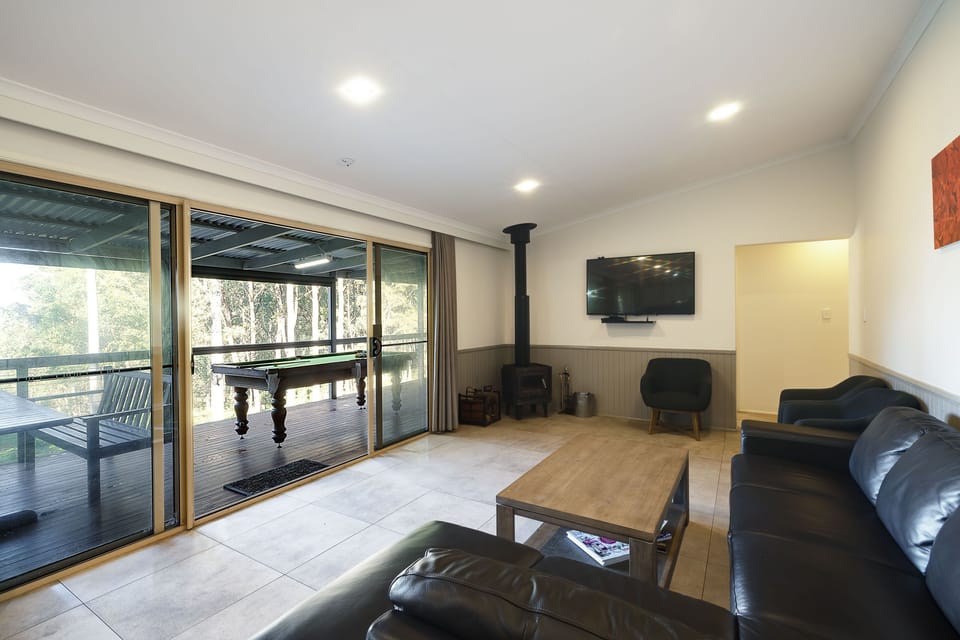 Sliding glass doors off the lounge room open up for indoor/outdoor entertaining
