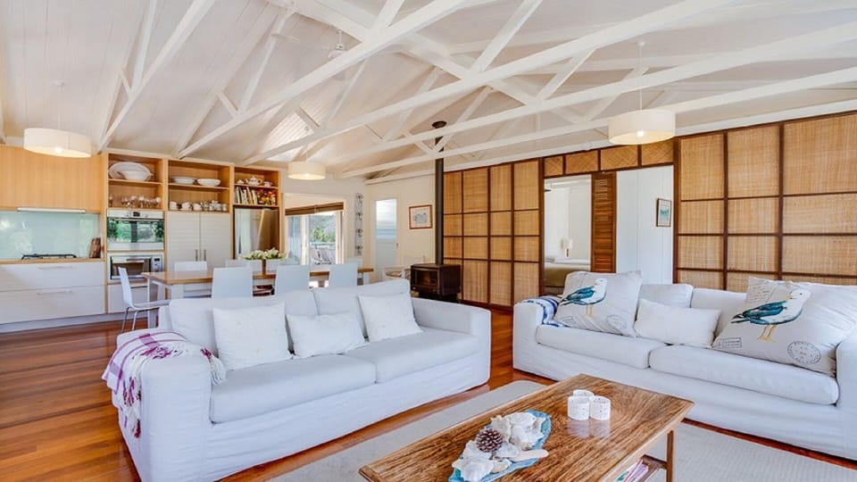 Casual living and dining areas