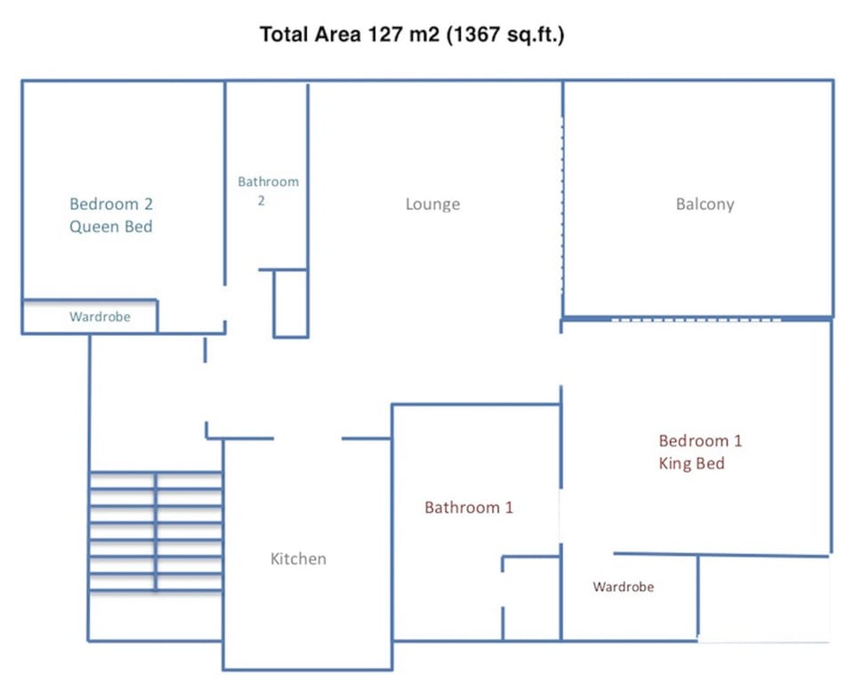 The layout provides privacy for each bedroom/bath