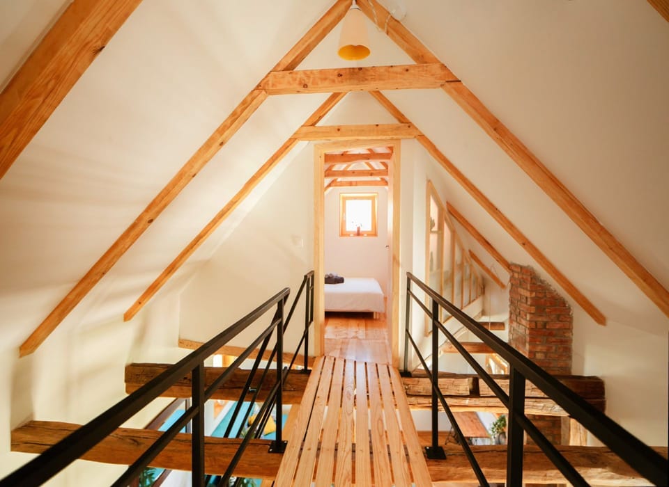 hallway that connects the bedrooms