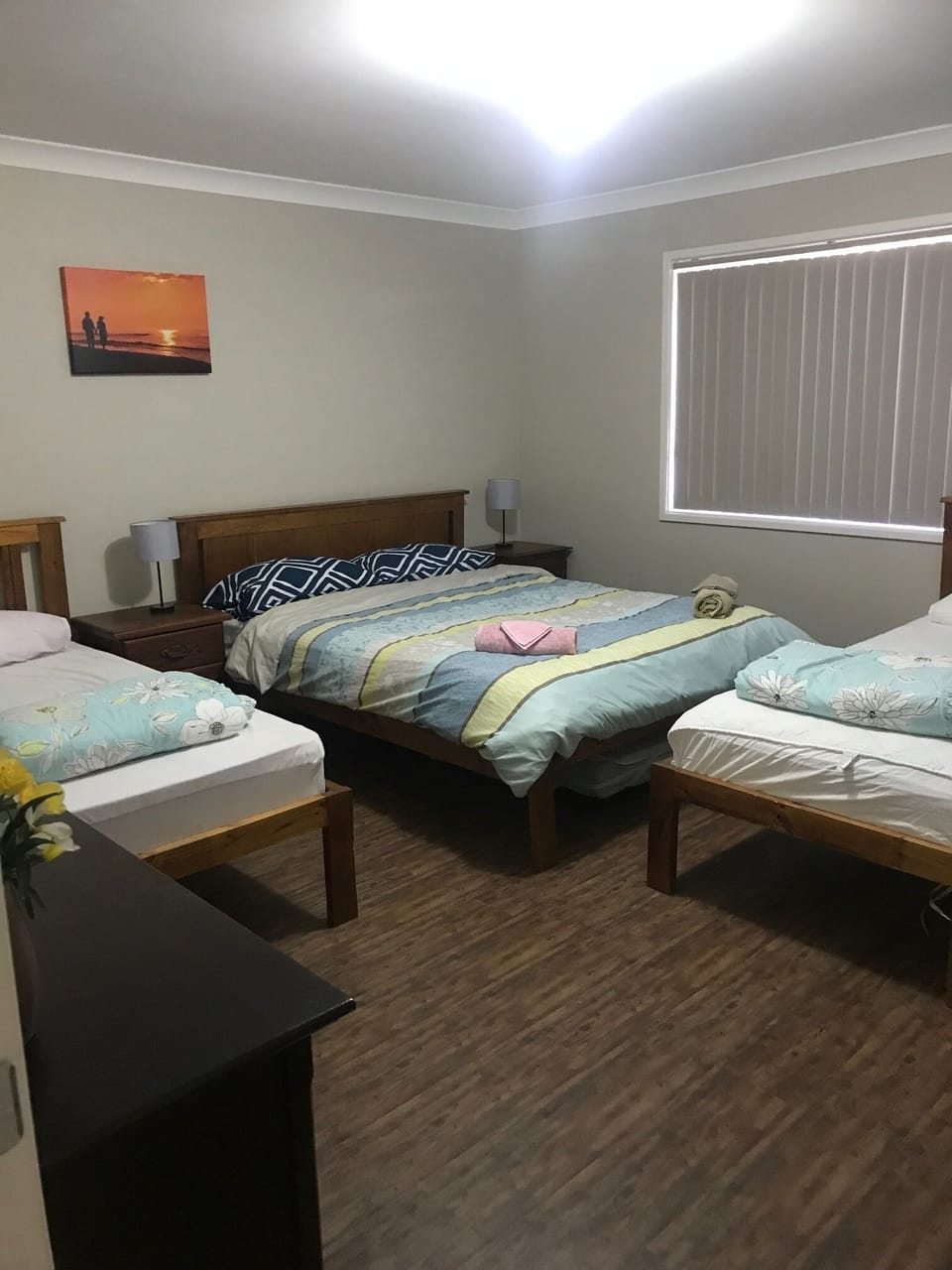 Main bedroom with 2 single beds and cot (not shown)