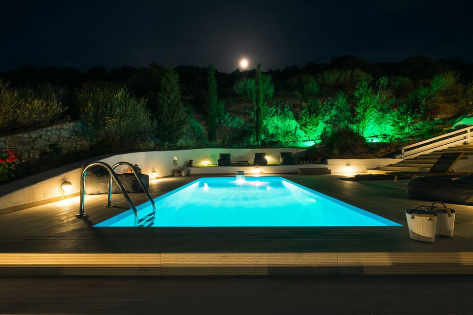 Private pool by night