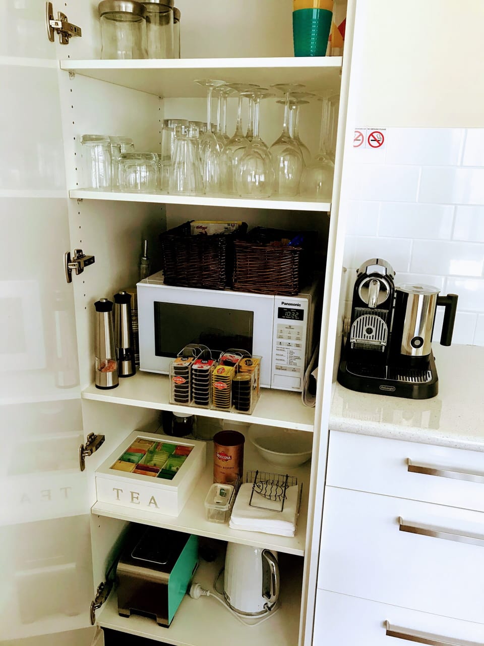 Everything you need to have meal in your apartment.  