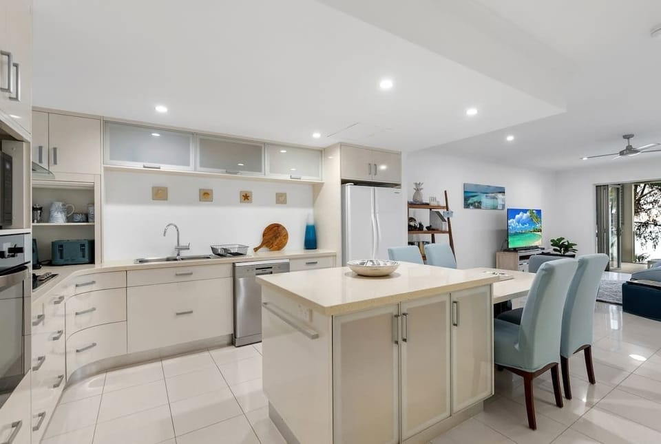 The kitchen is fully-equipped with everything you'll need to prepare and cook meals at home.
