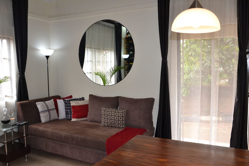 Section of the sofa with a view of the main door!